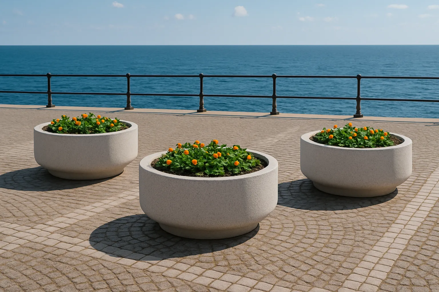 Round concrete planter