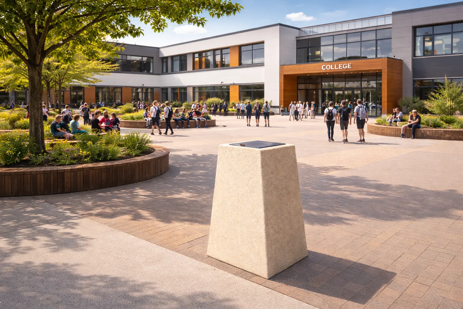 Betonabfallkorb mit Kieseloberfläche