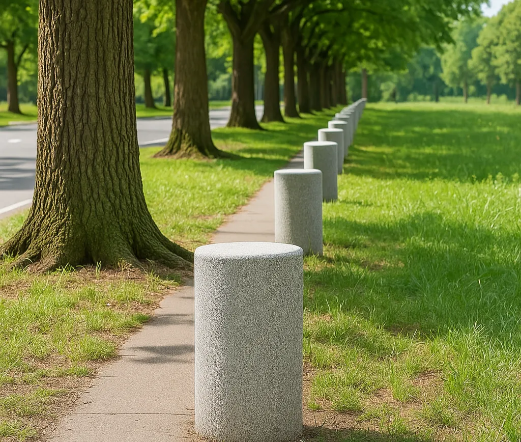 Cylindrical concrete bollard