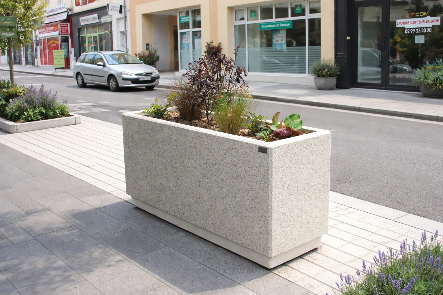 Betonnen rechthoekige bloembak